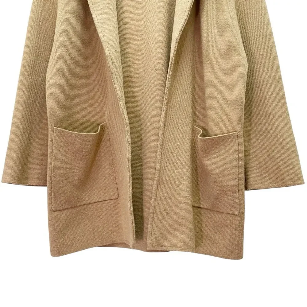 J. Crew Sophie Sweater Blazer Size Small Camel Tan Merino Wool Open Front Jacket